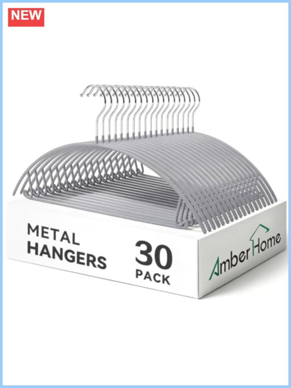 30 Pack Non-Slip Rubber Coated Metal Coat Hangers Heavy Duty No Bump